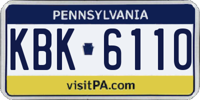 PA license plate KBK6110