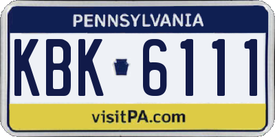 PA license plate KBK6111