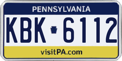 PA license plate KBK6112