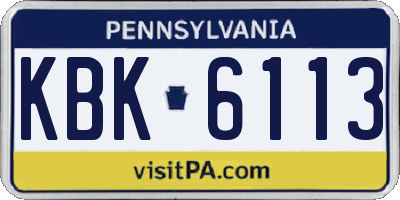 PA license plate KBK6113