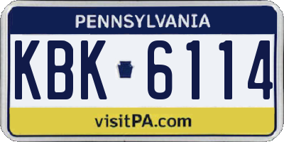 PA license plate KBK6114