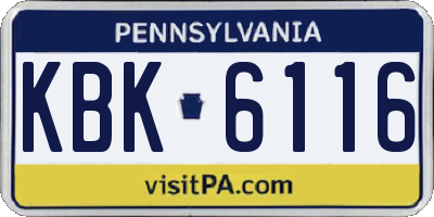 PA license plate KBK6116