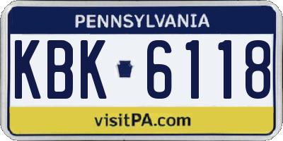 PA license plate KBK6118