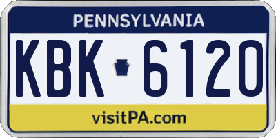 PA license plate KBK6120
