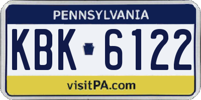 PA license plate KBK6122