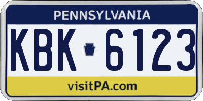 PA license plate KBK6123