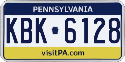 PA license plate KBK6128