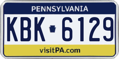 PA license plate KBK6129