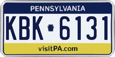 PA license plate KBK6131