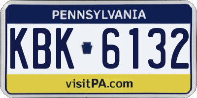 PA license plate KBK6132