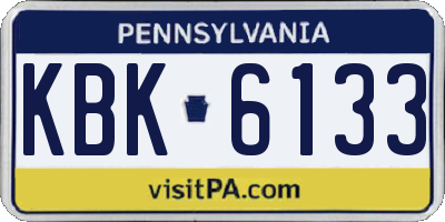 PA license plate KBK6133