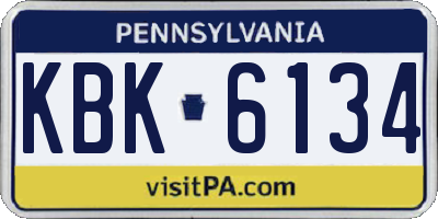 PA license plate KBK6134