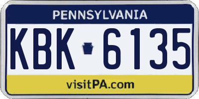 PA license plate KBK6135