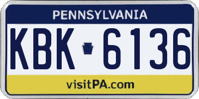 PA license plate KBK6136