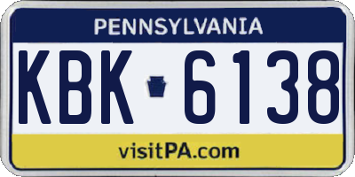 PA license plate KBK6138