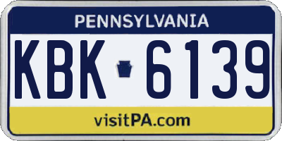 PA license plate KBK6139