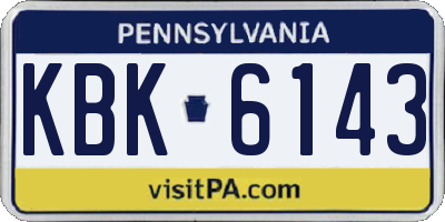 PA license plate KBK6143