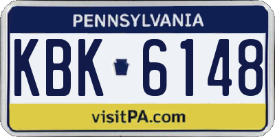 PA license plate KBK6148