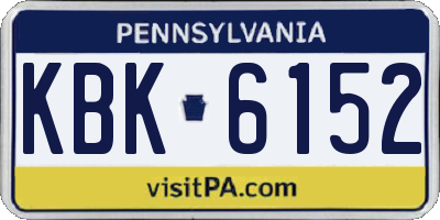 PA license plate KBK6152