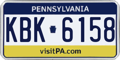 PA license plate KBK6158