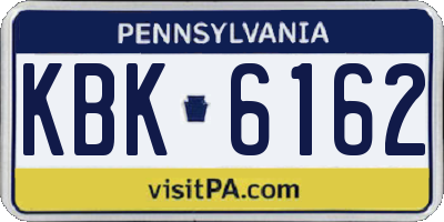 PA license plate KBK6162
