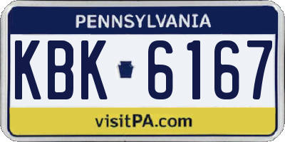 PA license plate KBK6167