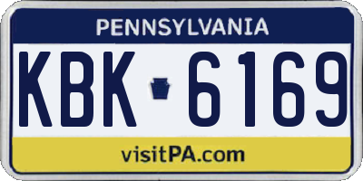 PA license plate KBK6169