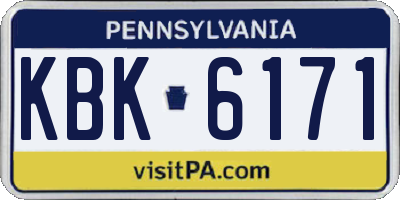PA license plate KBK6171