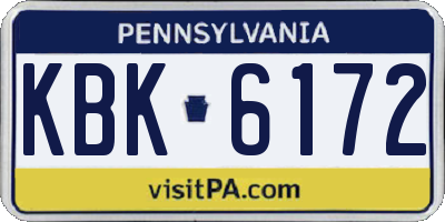 PA license plate KBK6172
