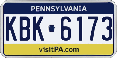 PA license plate KBK6173
