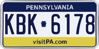 PA license plate KBK6178