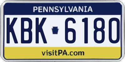 PA license plate KBK6180
