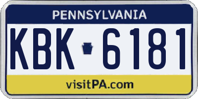 PA license plate KBK6181