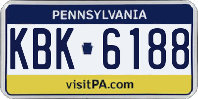 PA license plate KBK6188