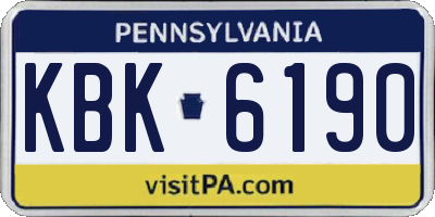 PA license plate KBK6190