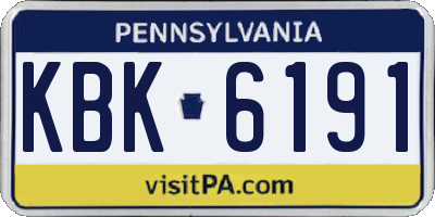 PA license plate KBK6191