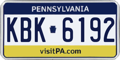 PA license plate KBK6192