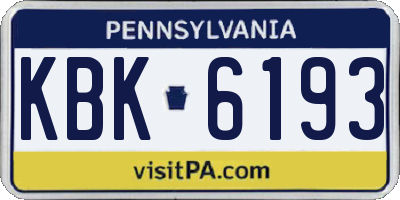 PA license plate KBK6193