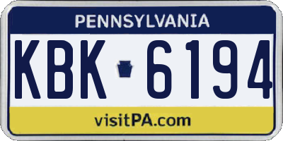 PA license plate KBK6194