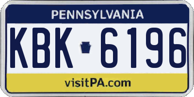 PA license plate KBK6196