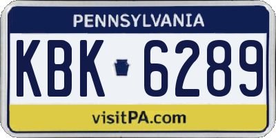 PA license plate KBK6289