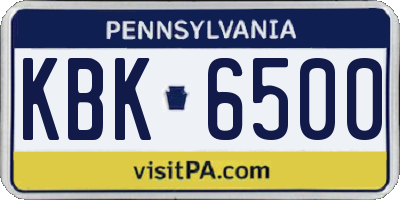 PA license plate KBK6500