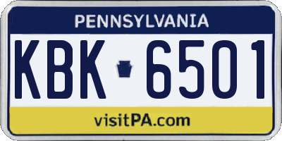 PA license plate KBK6501