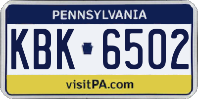 PA license plate KBK6502
