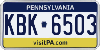 PA license plate KBK6503