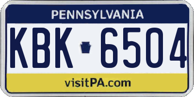 PA license plate KBK6504