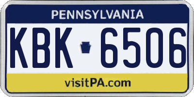 PA license plate KBK6506