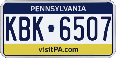 PA license plate KBK6507