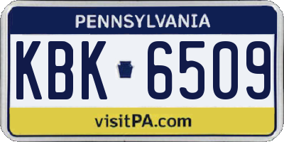 PA license plate KBK6509