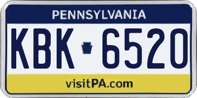 PA license plate KBK6520
